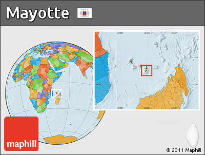 Savanna Style Location Map of Mayotte, political outside