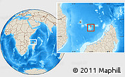 Savanna Style Location Map of Mayotte, shaded relief outside