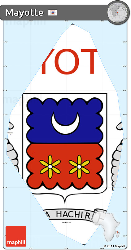 Flag Simple Map of Mayotte, single color outside, borders and labels, flag centered