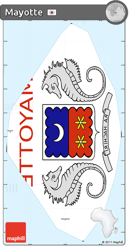 Flag Simple Map of Mayotte, single color outside, flag rotated