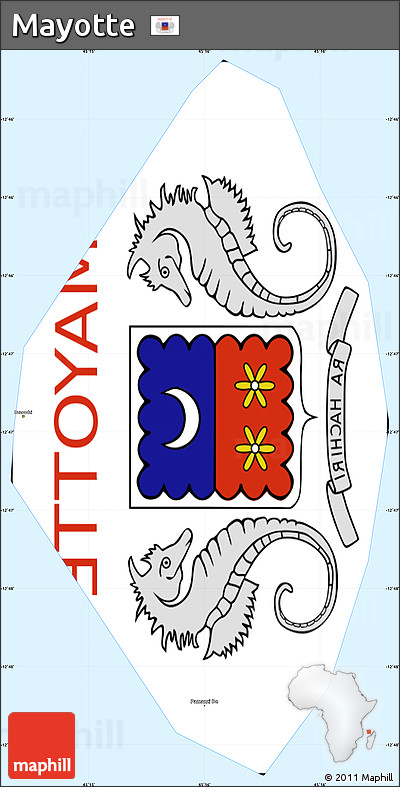 Flag Simple Map of Mayotte, single color outside, flag rotated