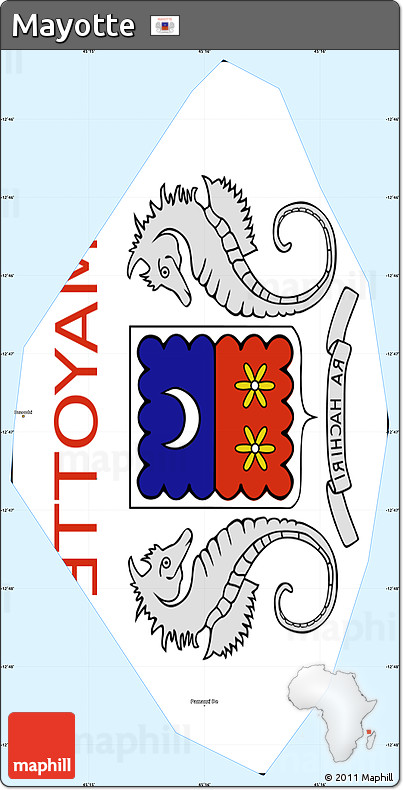 Flag Simple Map of Mayotte, single color outside, flag rotated