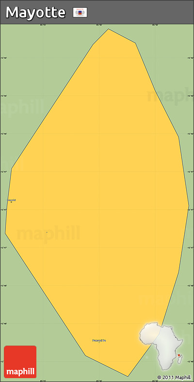 Savanna Style Simple Map of Mayotte, cropped outside
