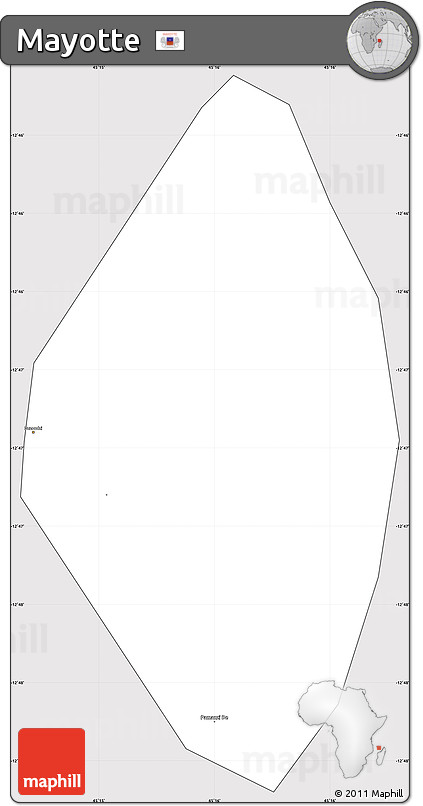 Silver Style Simple Map of Mayotte, cropped outside