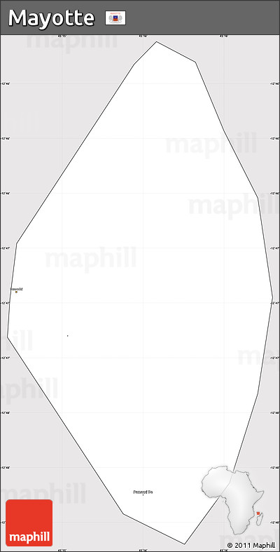 Silver Style Simple Map of Mayotte, cropped outside