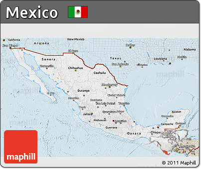 Classic Style 3D Map of Mexico