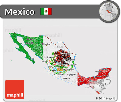 Flag 3D Map of Mexico