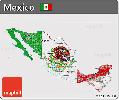 Flag 3D Map of Mexico