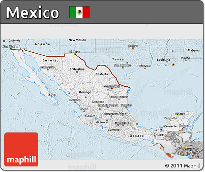 Gray 3D Map of Mexico