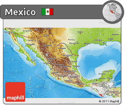 Physical 3D Map of Mexico