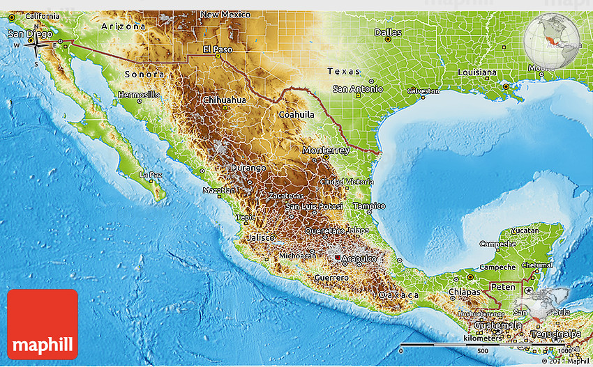 physical map of mexico