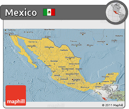 Savanna Style 3D Map of Mexico
