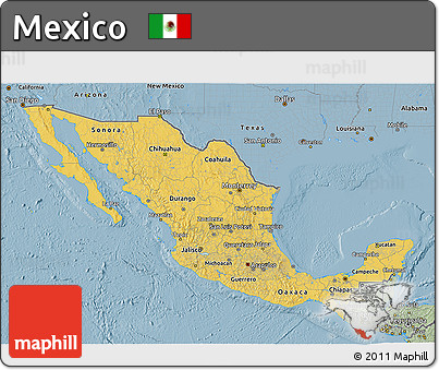 Savanna Style 3D Map of Mexico