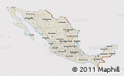 Shaded Relief 3D Map of Mexico, cropped outside