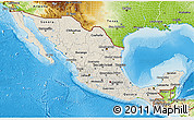 Shaded Relief 3D Map of Mexico, physical outside