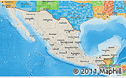 Shaded Relief 3D Map of Mexico, political outside, shaded relief sea