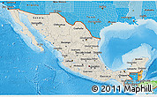 Shaded Relief 3D Map of Mexico, political shades outside, shaded relief sea