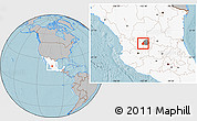 Gray Location Map of Calvillo, highlighted country, highlighted parent region, hill shading