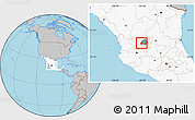 Gray Location Map of Calvillo, highlighted country, highlighted parent region