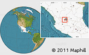 Satellite Location Map of Calvillo, highlighted country, highlighted parent region