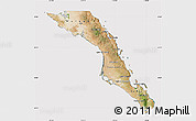 Satellite Map of Baja California Sur, cropped outside