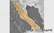 Satellite 3D Map of Ensenada, desaturated