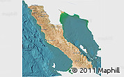 Satellite 3D Map of Ensenada, single color outside