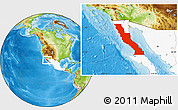 Physical Location Map of Ensenada, highlighted country