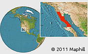 Satellite Location Map of Ensenada