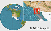 Satellite Location Map of Mexicali, highlighted country, highlighted parent region