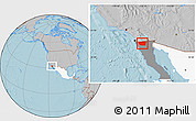 Gray Location Map of Tecate, highlighted country, highlighted parent region, hill shading