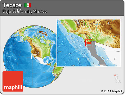 Physical Location Map of Tecate, highlighted country, highlighted parent region