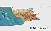 Satellite Panoramic Map of Tijuana, single color outside