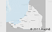 Gray 3D Map of Campeche, single color outside