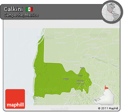 Physical 3D Map of Calkini, lighten