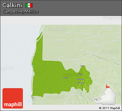 Physical 3D Map of Calkini, lighten