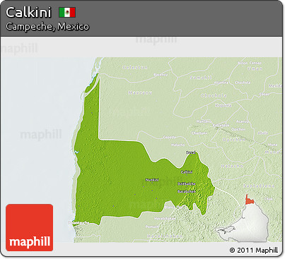 Physical 3D Map of Calkini, lighten