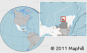 Gray Location Map of Calkini, highlighted country, highlighted parent region, hill shading