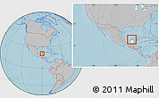 Gray Location Map of Calkini, highlighted parent region, within the entire country, hill shading