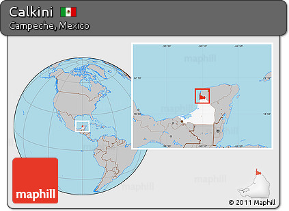 Gray Location Map of Calkini, highlighted parent region