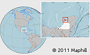 Gray Location Map of Calkini, highlighted parent region, hill shading