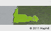 Physical Panoramic Map of Calkini, darken, semi-desaturated