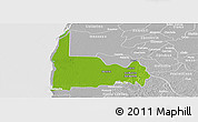 Physical Panoramic Map of Calkini, lighten, desaturated