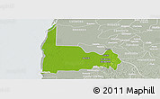 Physical Panoramic Map of Calkini, lighten, semi-desaturated