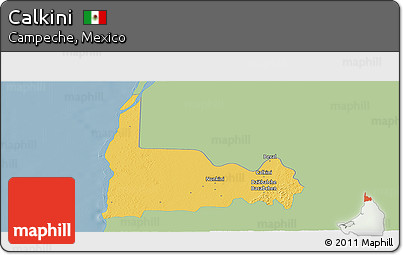 Savanna Style Panoramic Map of Calkini, single color outside