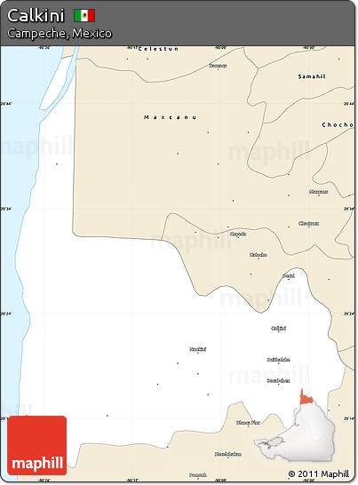 Classic Style Simple Map of Calkini