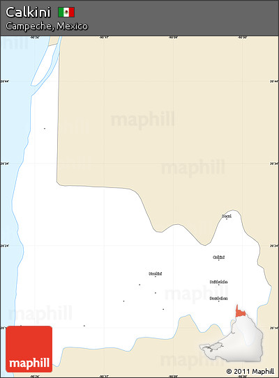 Classic Style Simple Map of Calkini, single color outside