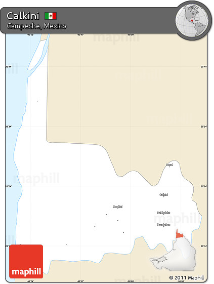 Classic Style Simple Map of Calkini, single color outside