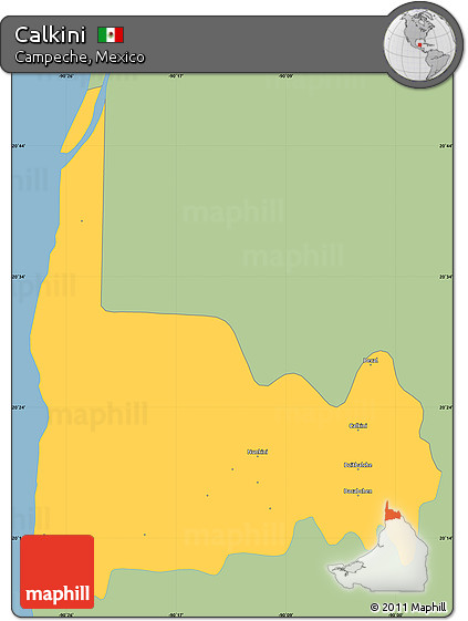 Savanna Style Simple Map of Calkini, single color outside