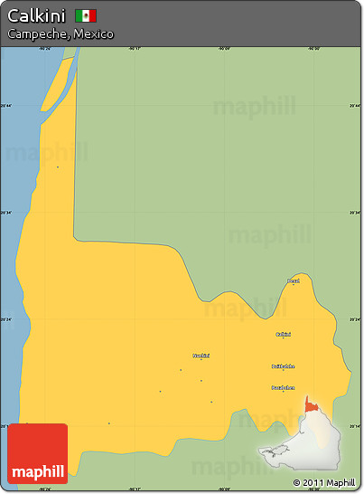 Savanna Style Simple Map of Calkini, single color outside